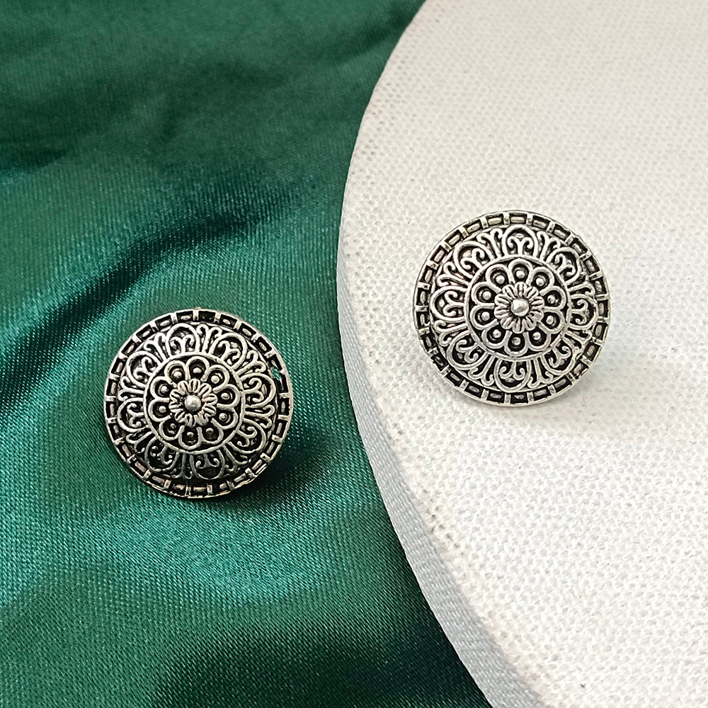 JewelMaze Oxidised Plated Stud Earrings