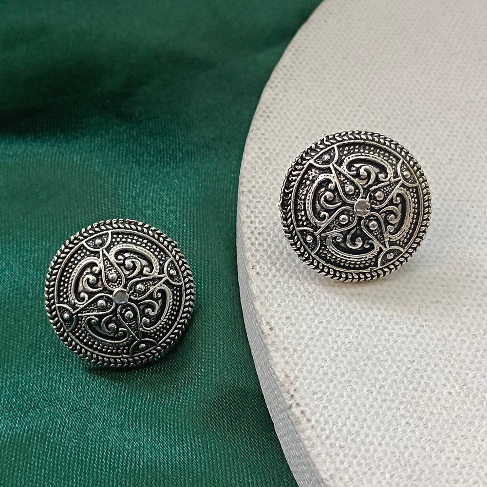 JewelMaze Oxidised Plated Stud Earrings