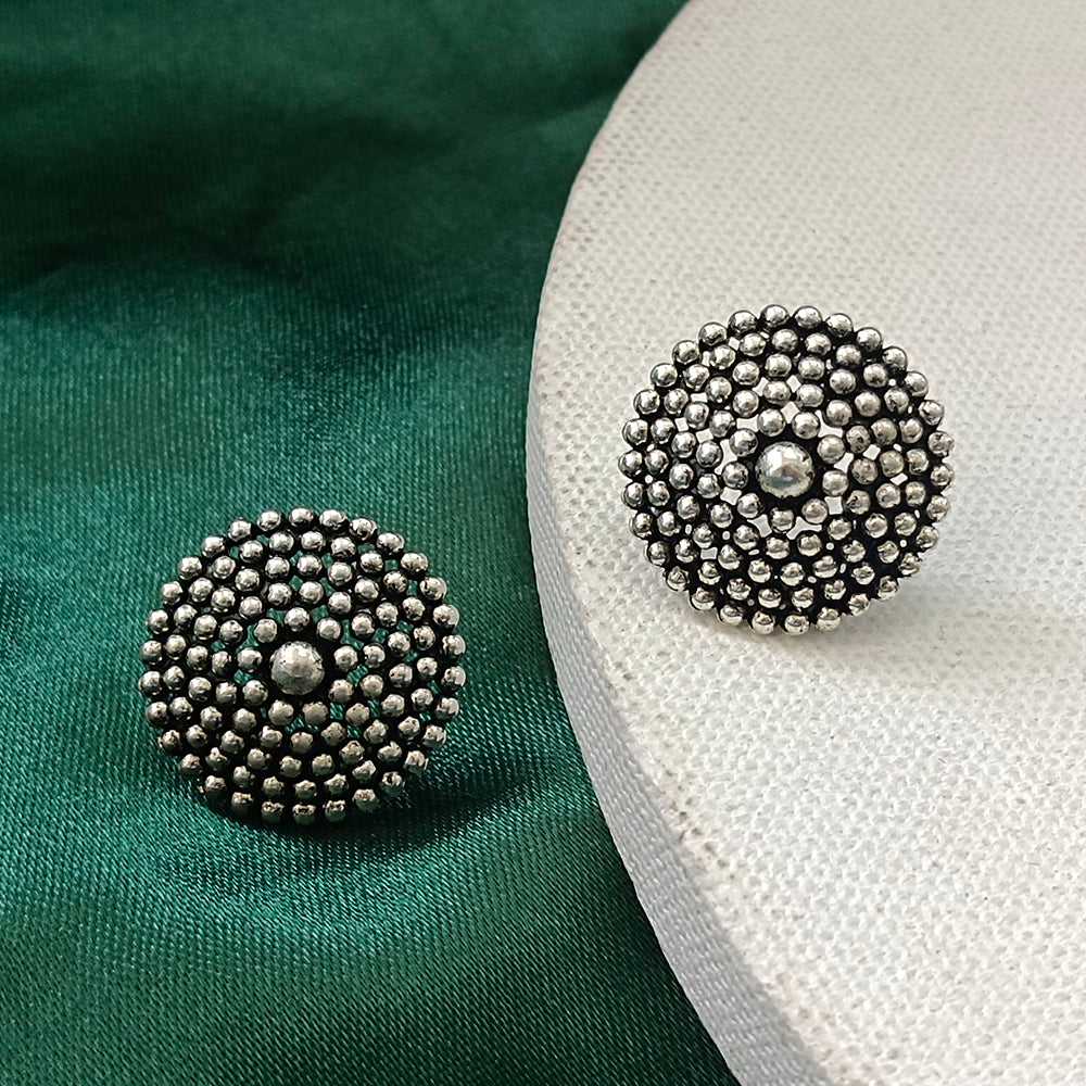 JewelMaze Oxidised Plated Stud Earrings