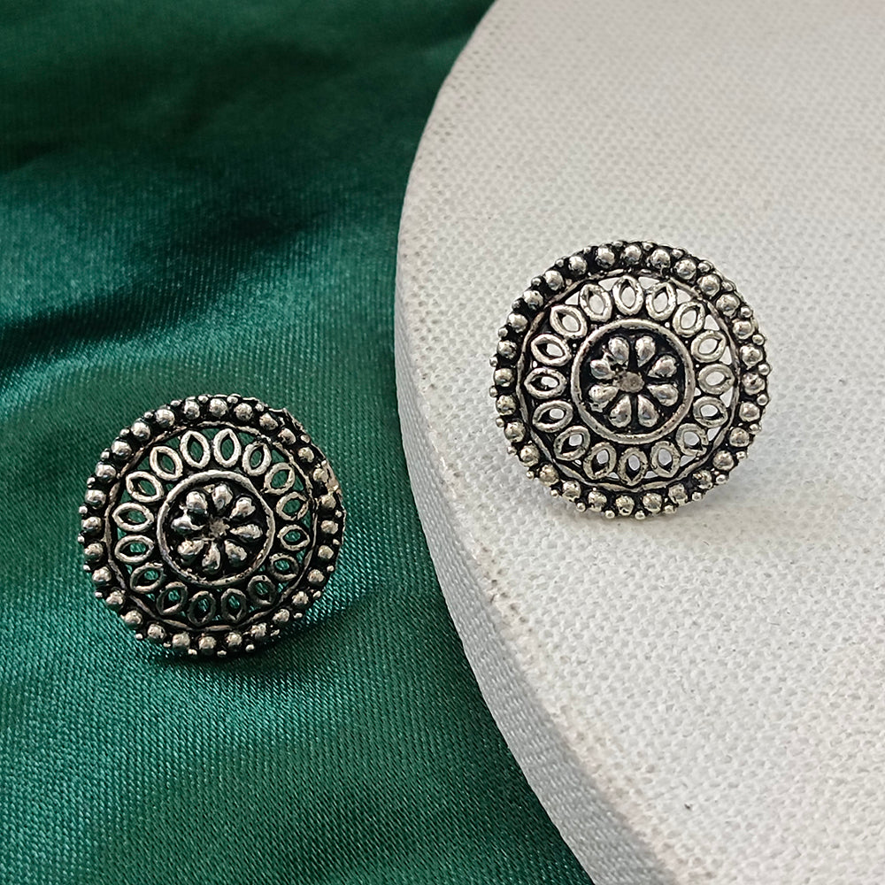 JewelMaze Oxidised Plated Stud Earrings