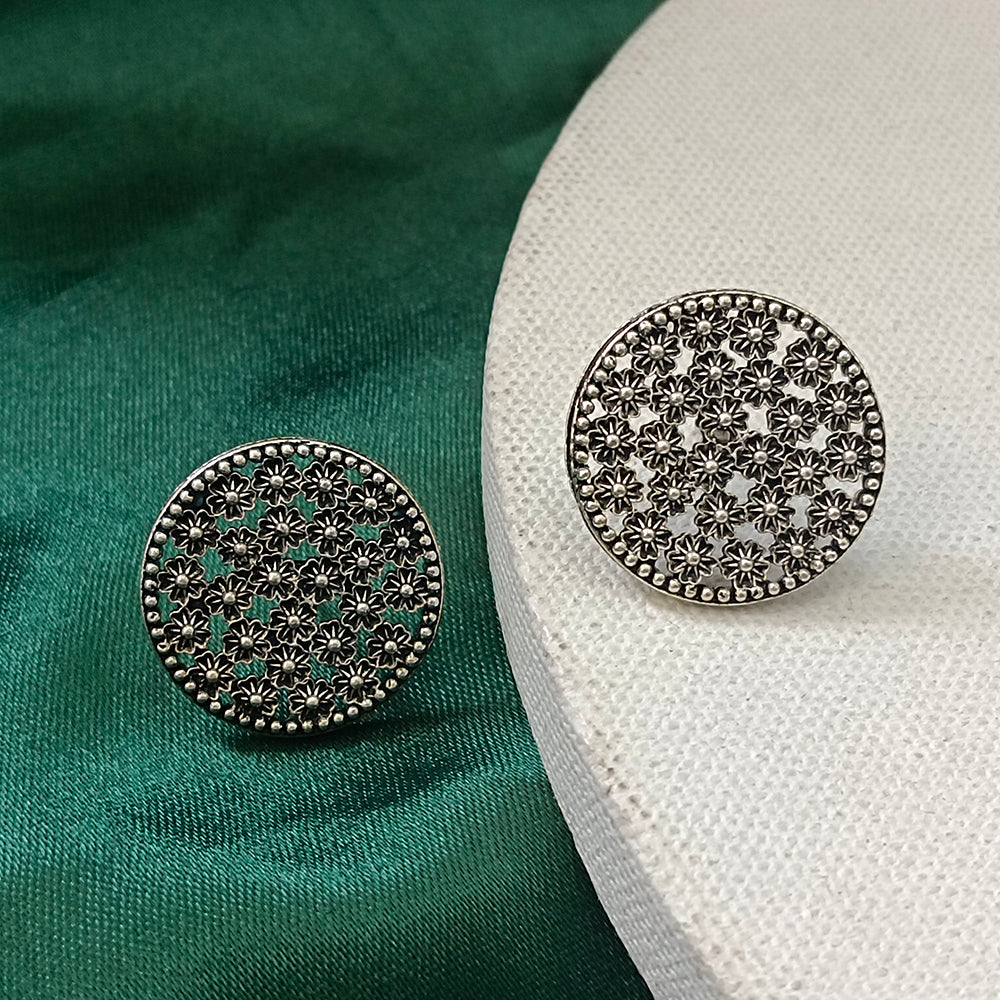 JewelMaze Oxidised Plated Stud Earrings