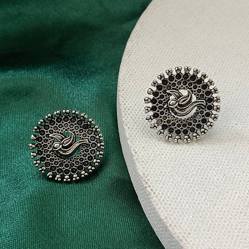 JewelMaze Oxidised Plated Stud Earrings