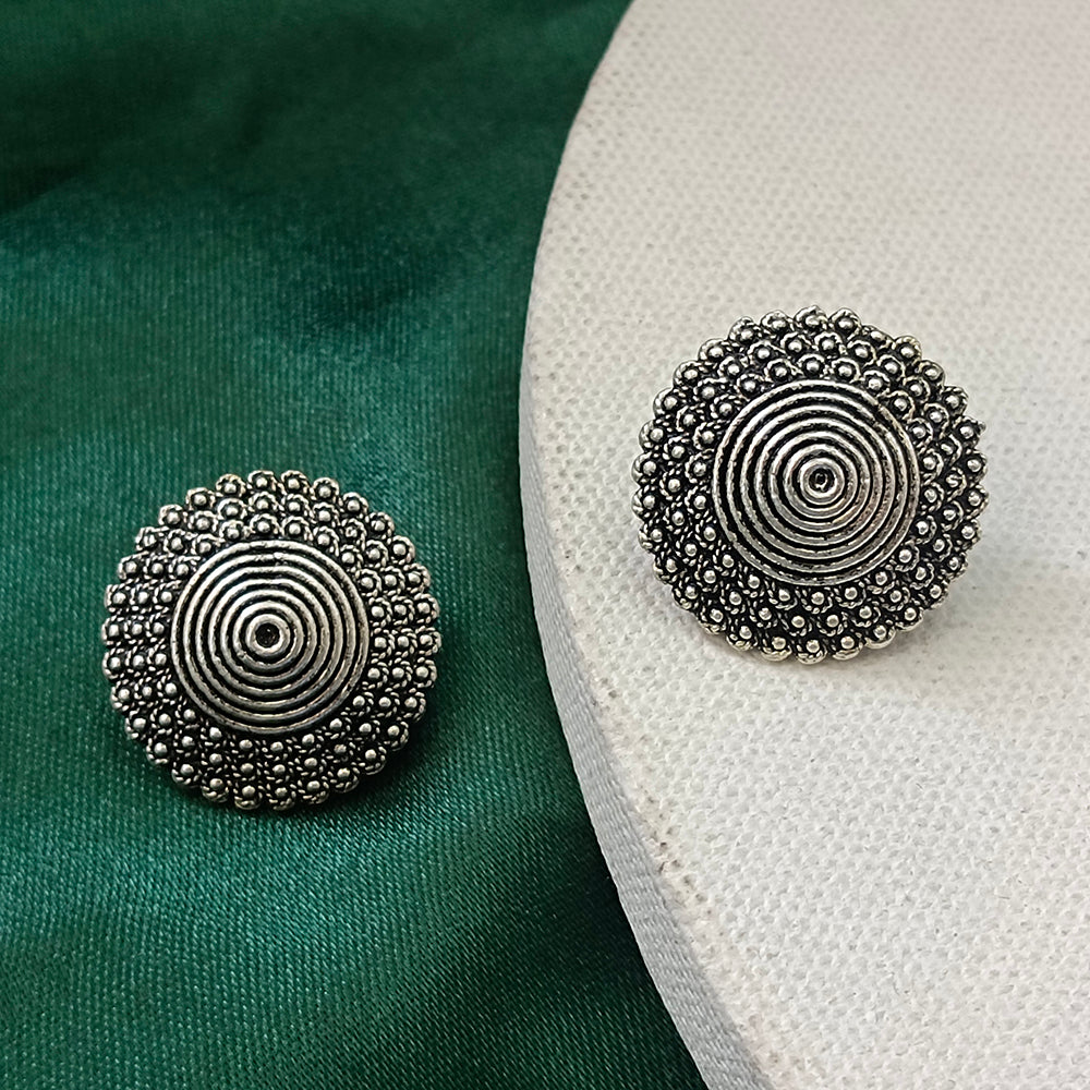 JewelMaze Oxidised Plated Stud Earrings