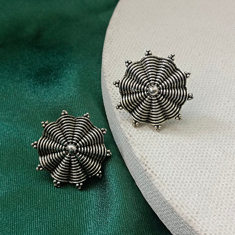 JewelMaze Oxidised Plated Stud Earrings