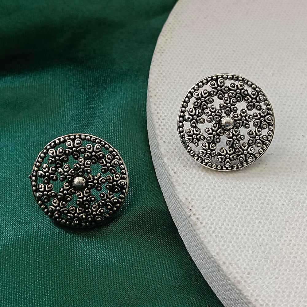JewelMaze Oxidised Plated Stud Earrings