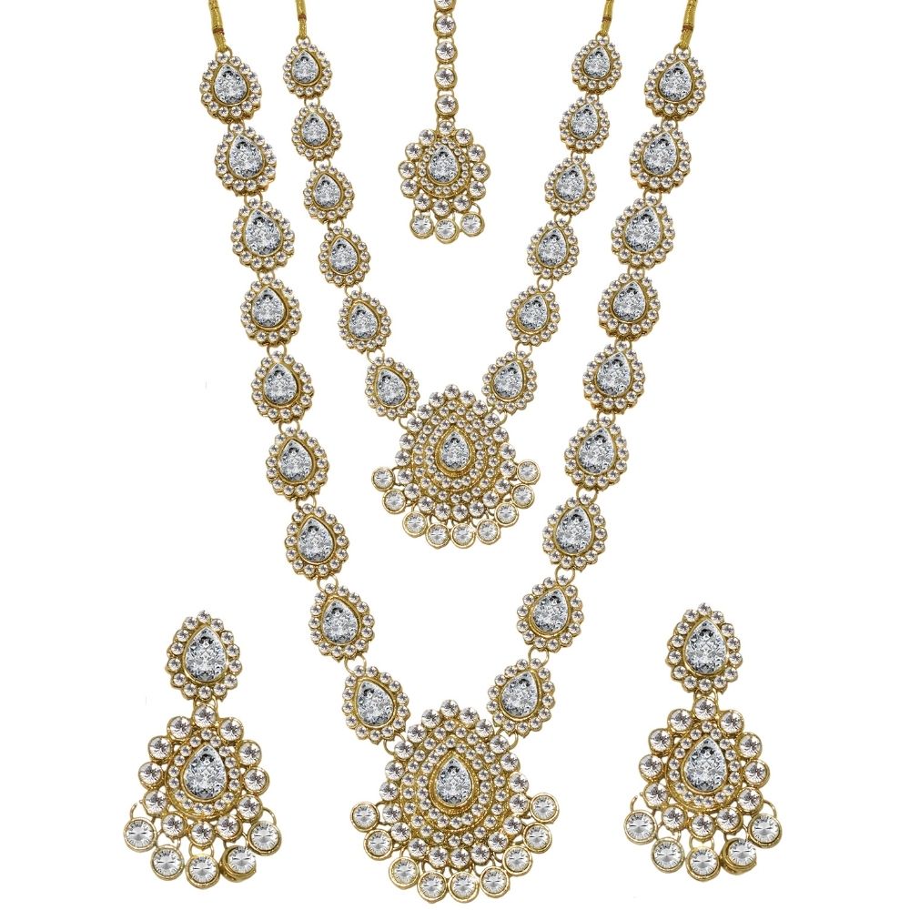JewelMaze Sparkling Austrian and Crystal Stone Necklace Set