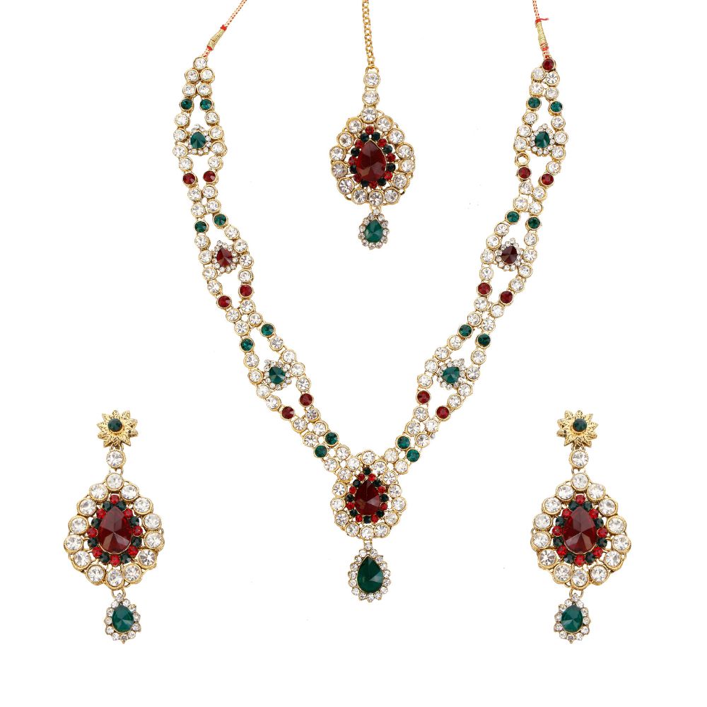 JewelMaze Elegant Austrian Stone Long Necklace set