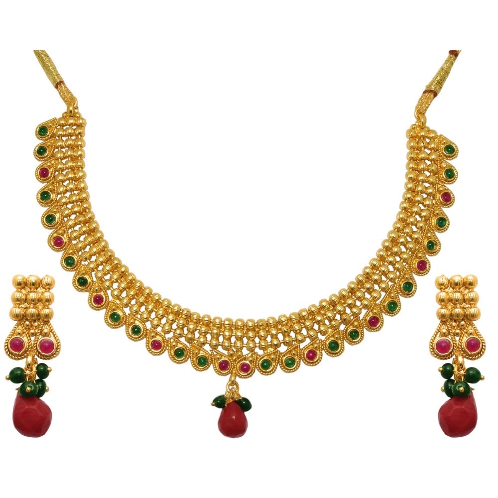 JewelMaze Traitional Pots Stone necklace set