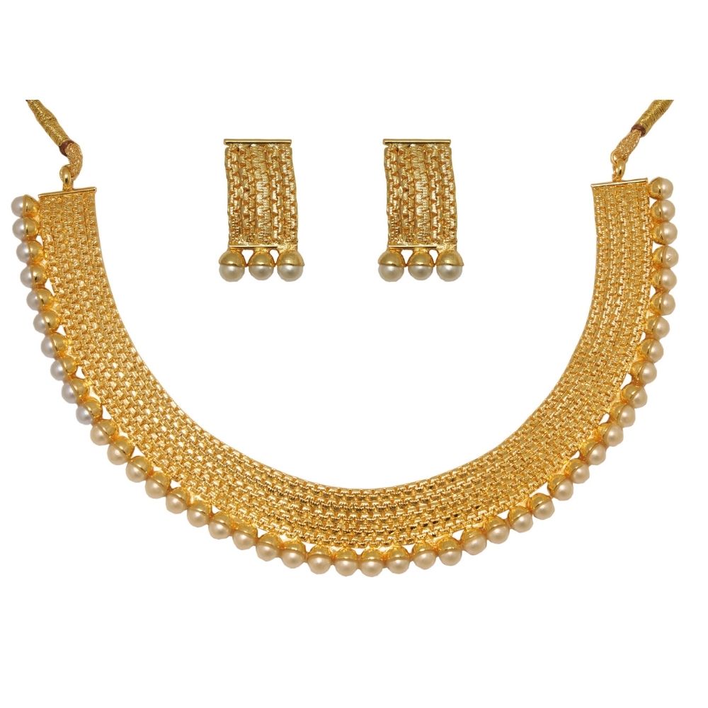 JewelMaze Traitional Gold choker necklace set