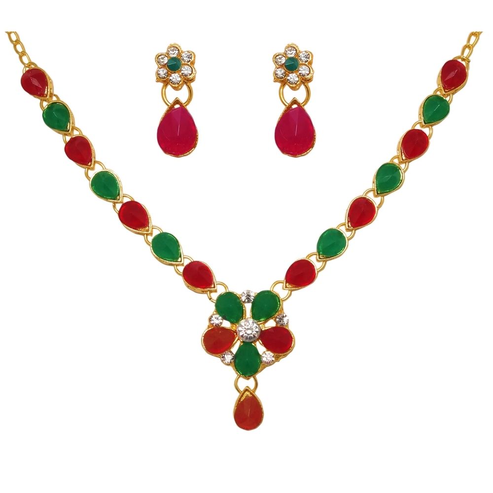 JewelMaze Sparkling Pota Stone Beads Necklace Set