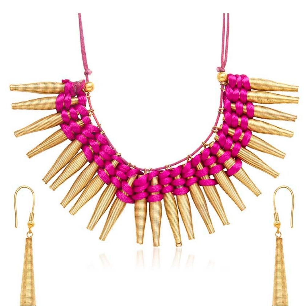 JewelMaze Fash Blush Forever New Tribal Thread Alloy Necklace