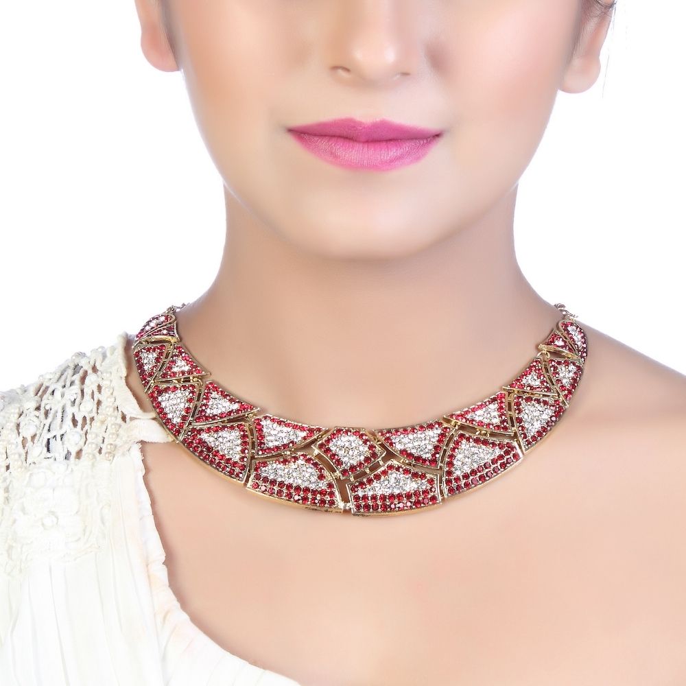 JewelMaze Elegant Austrian Stone Choker Necklace Set