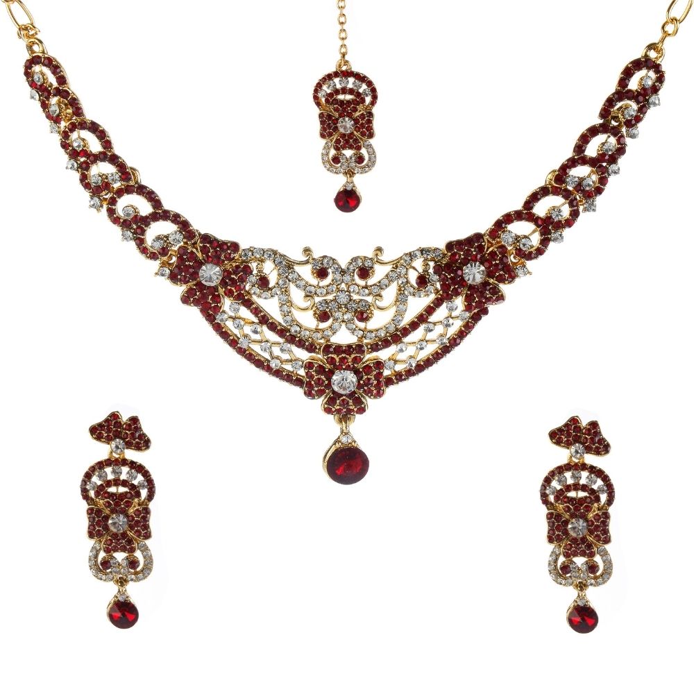 JewelMaze Sparkling Austrian Stone Necklace Set