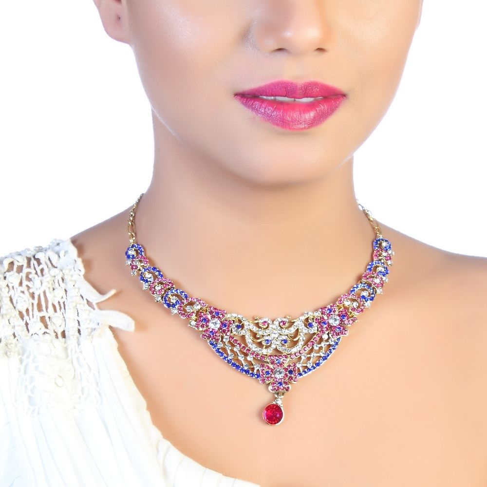 JewelMaze Sparkling Austrian Stone Necklace Set
