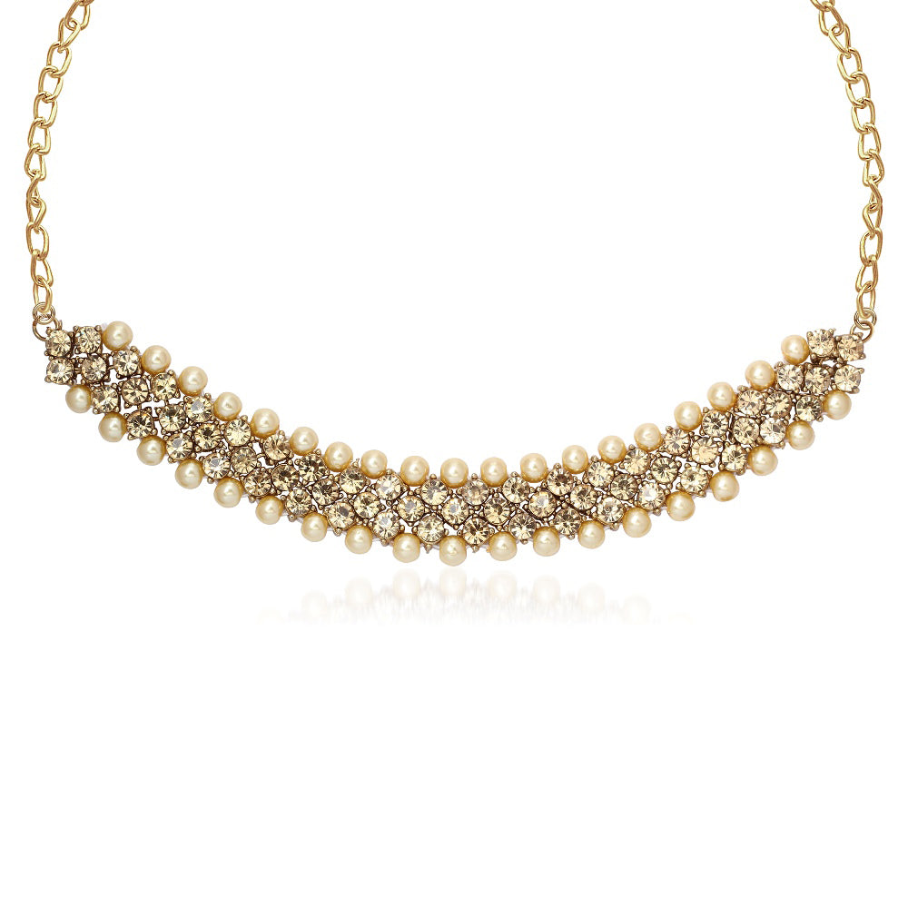 JewelMaze Designer Austrian Stone and Pearl Necklace Set for women