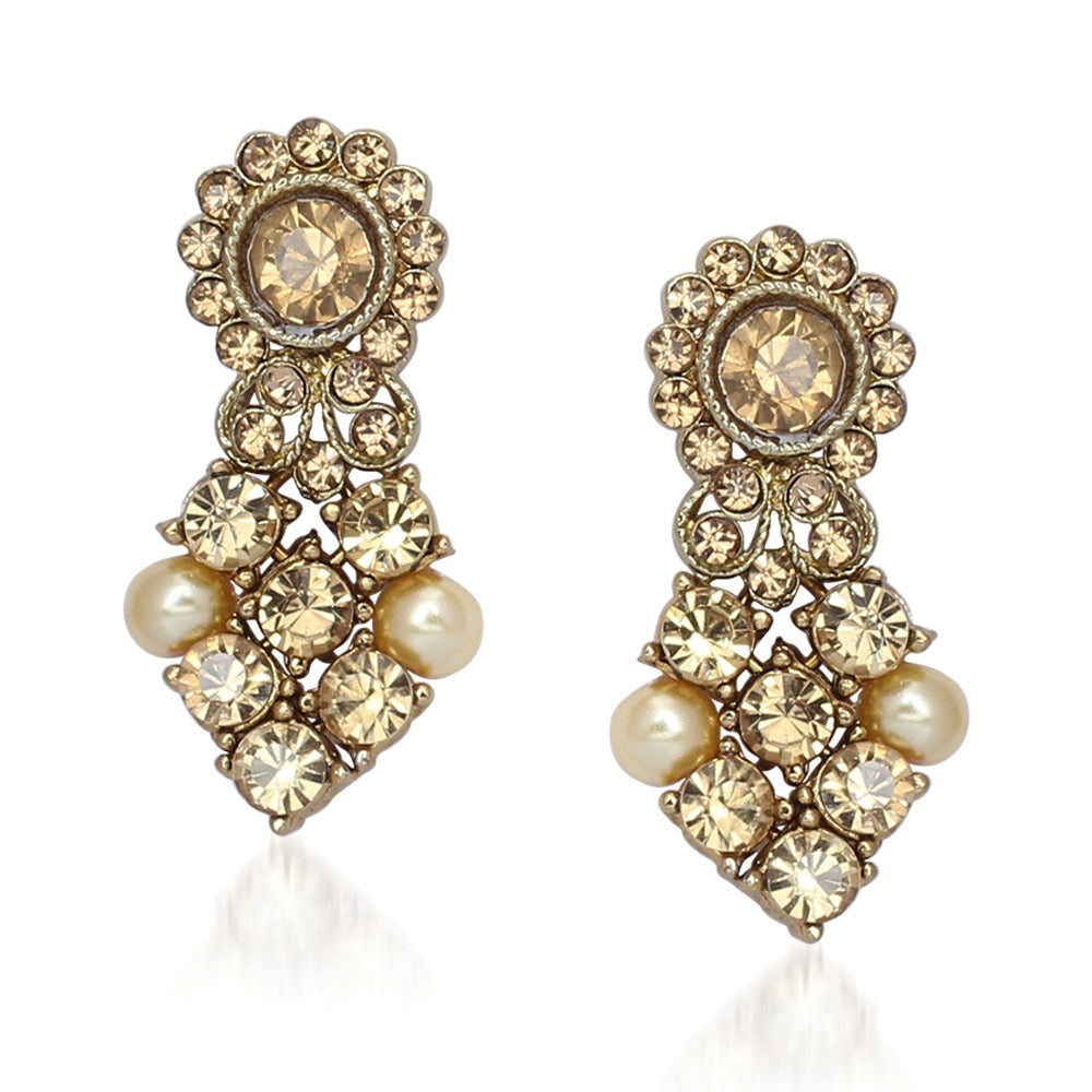 JewelMaze Designer Austrian Stone and Pearl Necklace Set for women