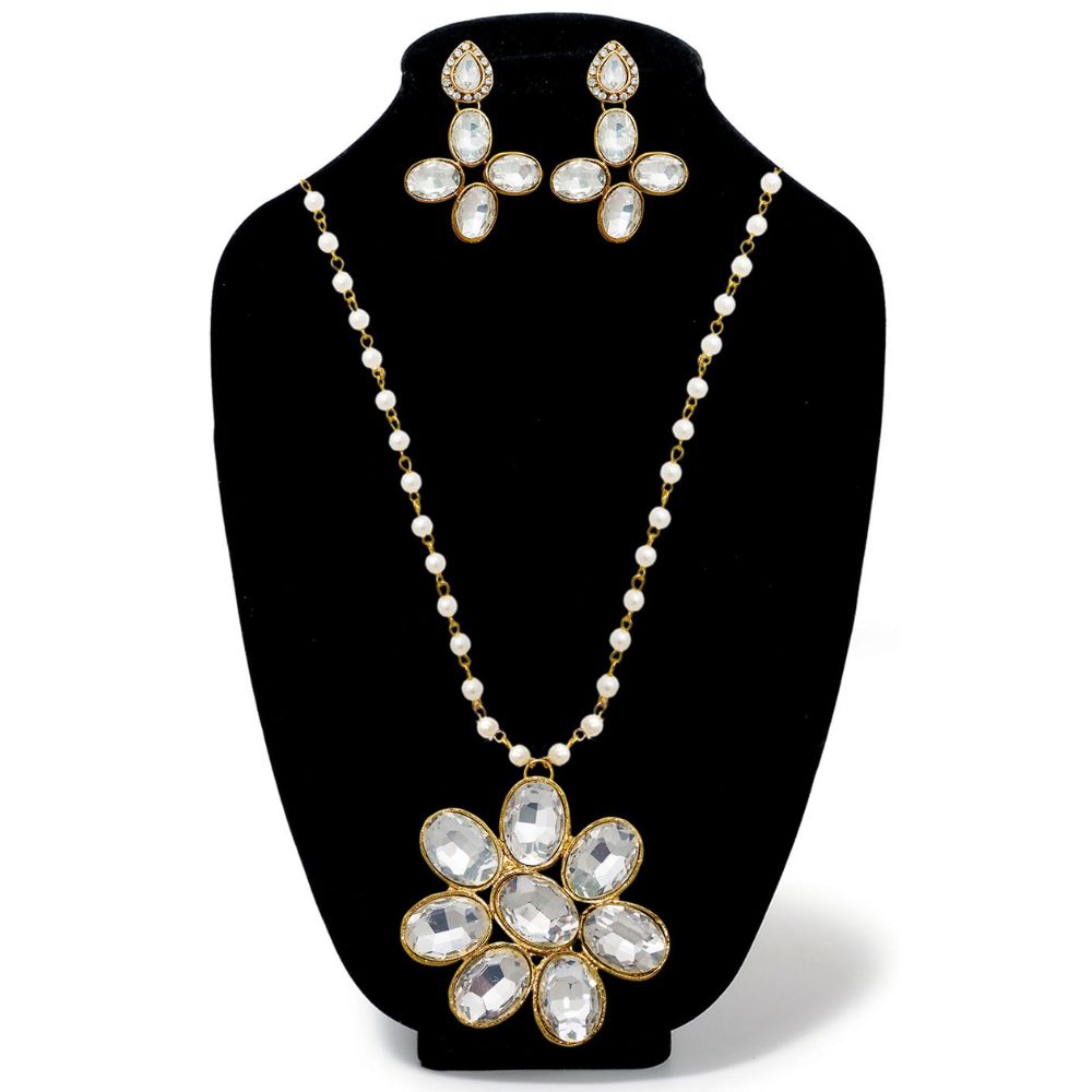 JewelMaze Premium Crystal Beads Long Necklace Set