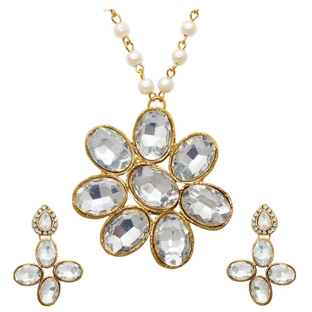 JewelMaze Premium Crystal Beads Long Necklace Set