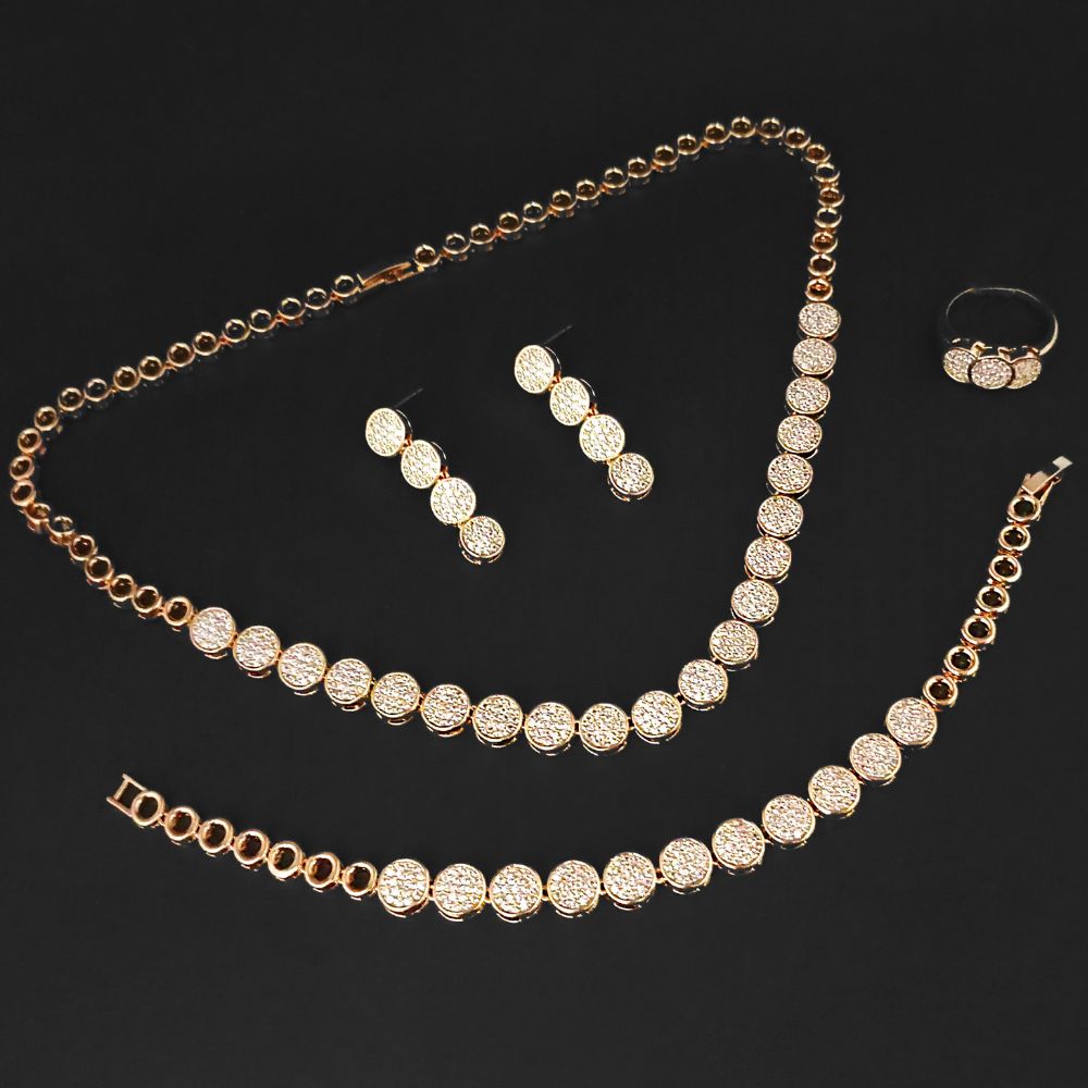 JewelMaze Sparkling AD Combo Set with Necklace, Earrings & Bracelet