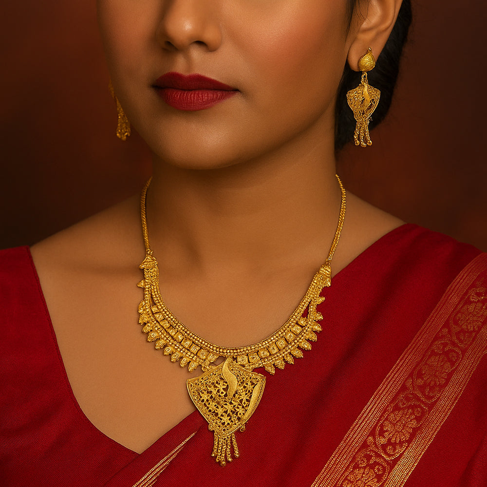 Jewelmaze Elegant Forming Look Necklace Set Traditional Jewelry for Women