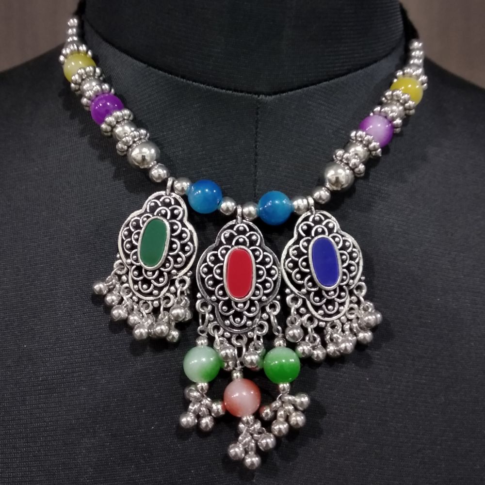 JewelMaze Antique Oxidised Jewelry Necklace For Women