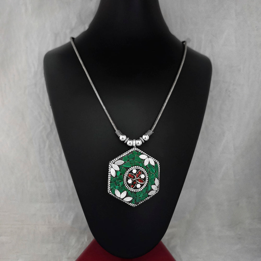 JewelMaze Elegant Oxidised long necklace For Traditional Wear