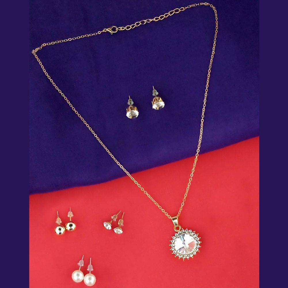JewelMaze Shimmering Crystal Chain Pendant Jewelry Set