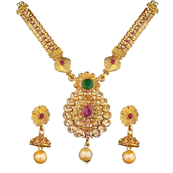 JewelMaze Brown Austrian Stone Gold Plated Necklace Set -1113904