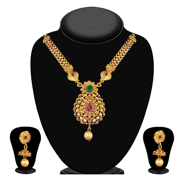 JewelMaze Brown Austrian Stone Gold Plated Necklace Set -1113904