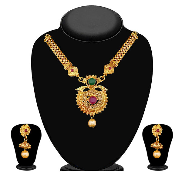 JewelMaze Brown Austrian Stone Gold Plated Necklace Set -1113909