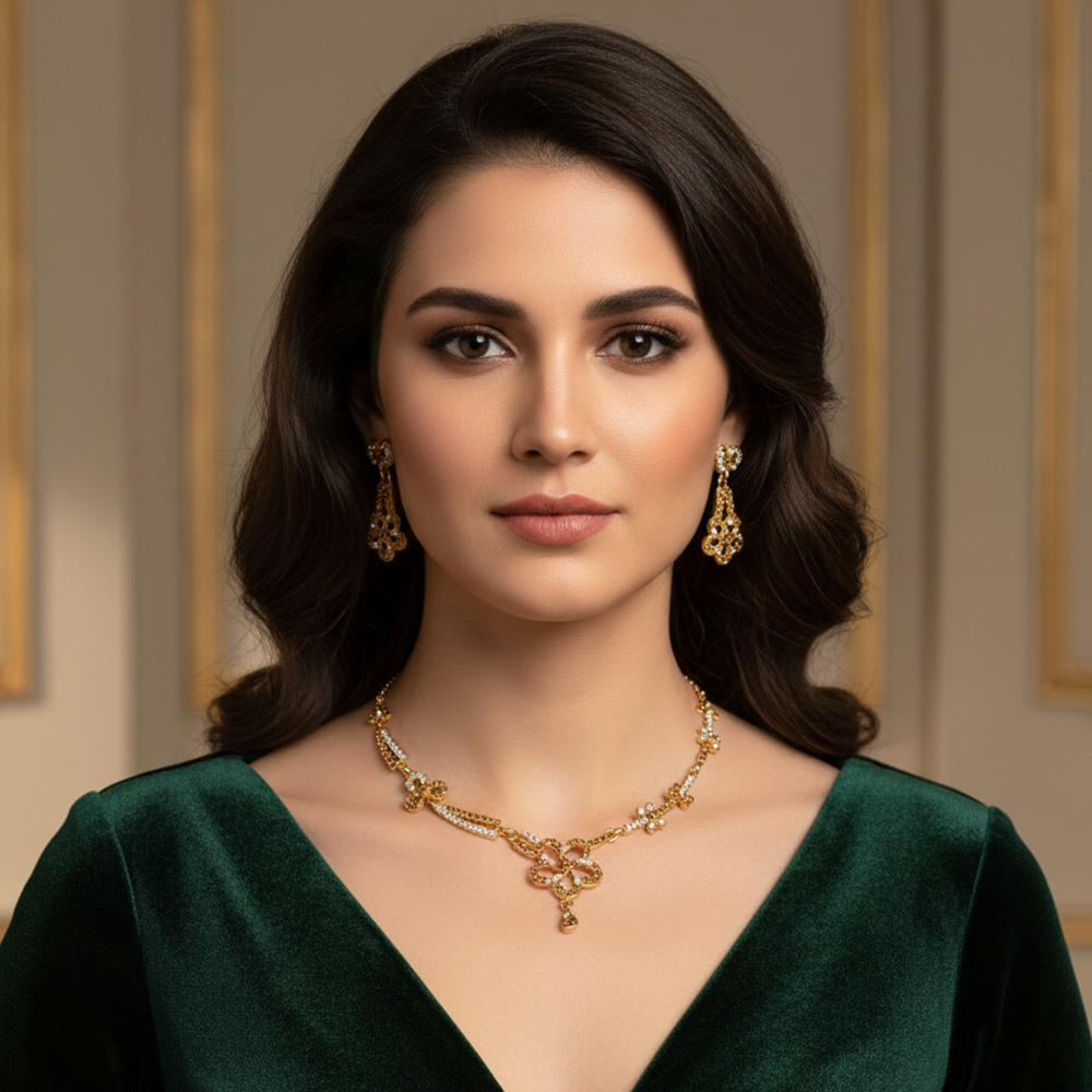 JewelMaze Sparkling Austrian Stone Necklace Set