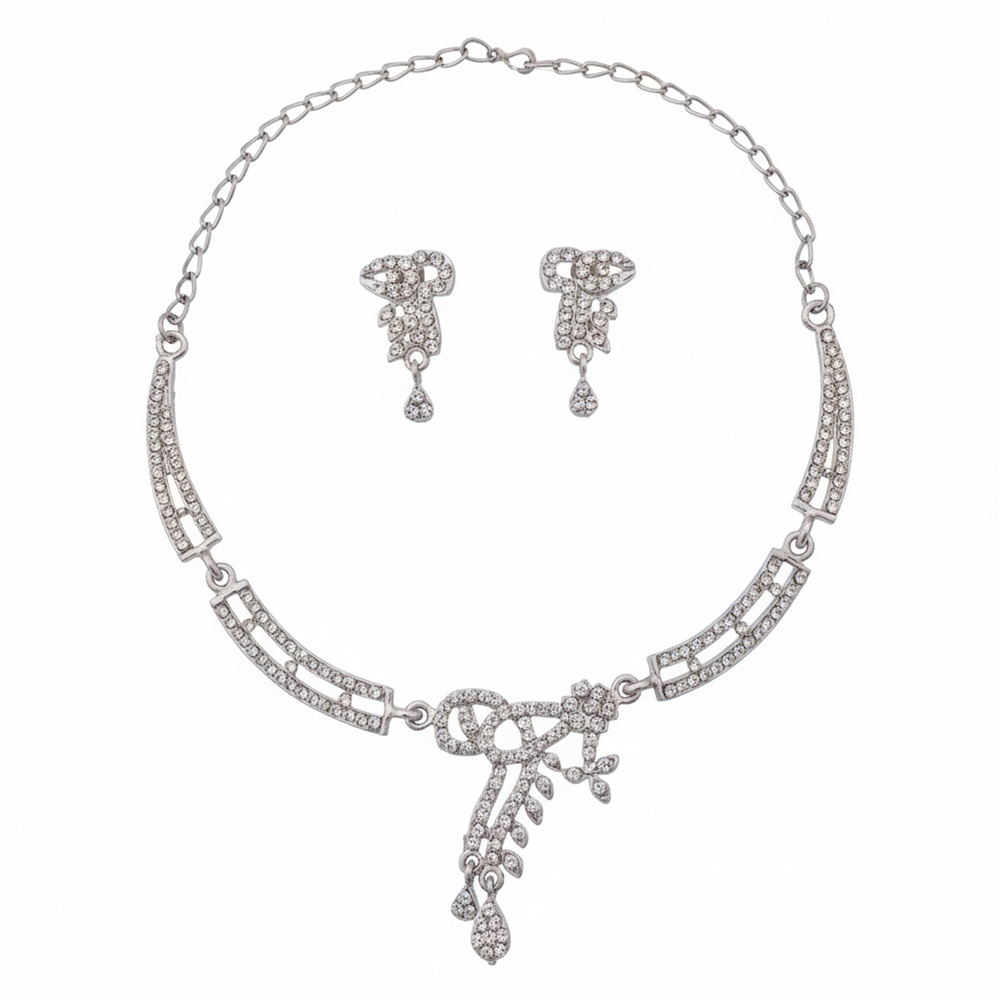 JewelMaze Shimmering Silver Plated Austrian Stone Set