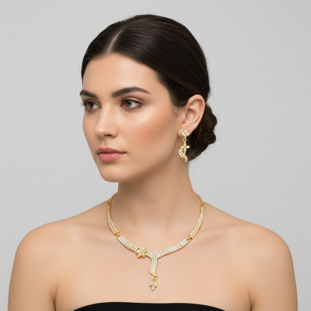 JewelMaze Shimmering Gold Plated Austrian Stone Set