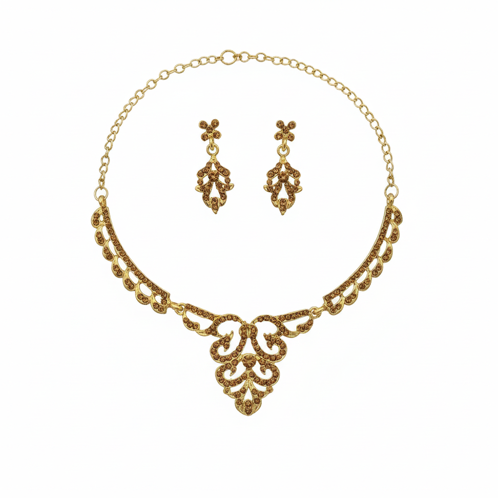 JewelMaze Classic Gold Plated Austrian Stone Necklace Set