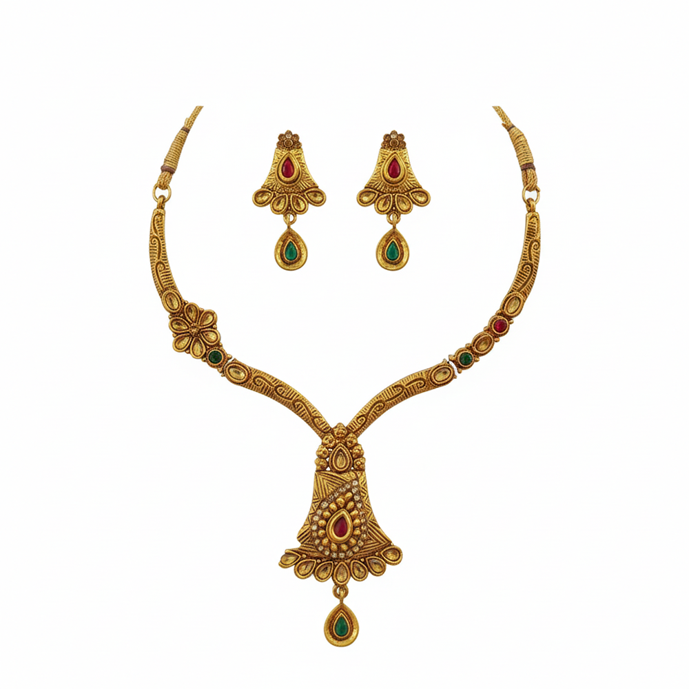 JewelMaze Designer Gold Plated Austrian Crystal Necklace Set