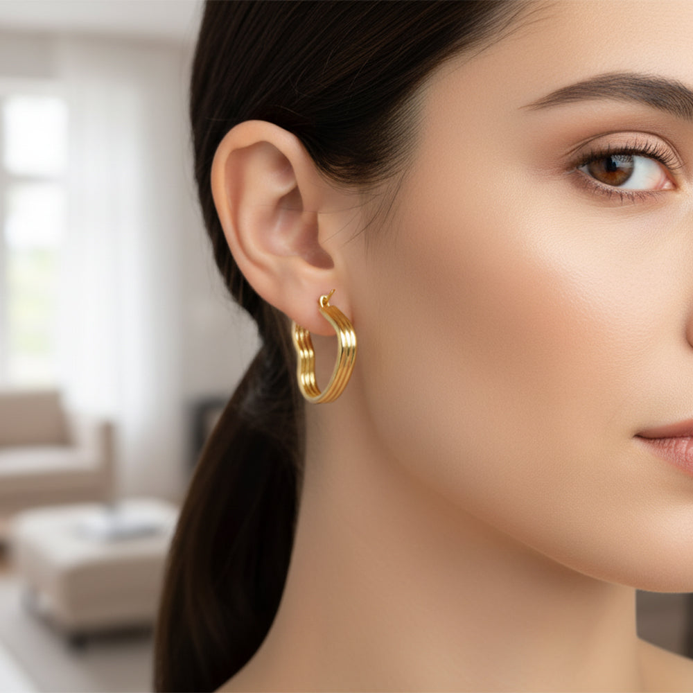 JewelMaze Demi Fine Anti Tarnish Hoop Earrings