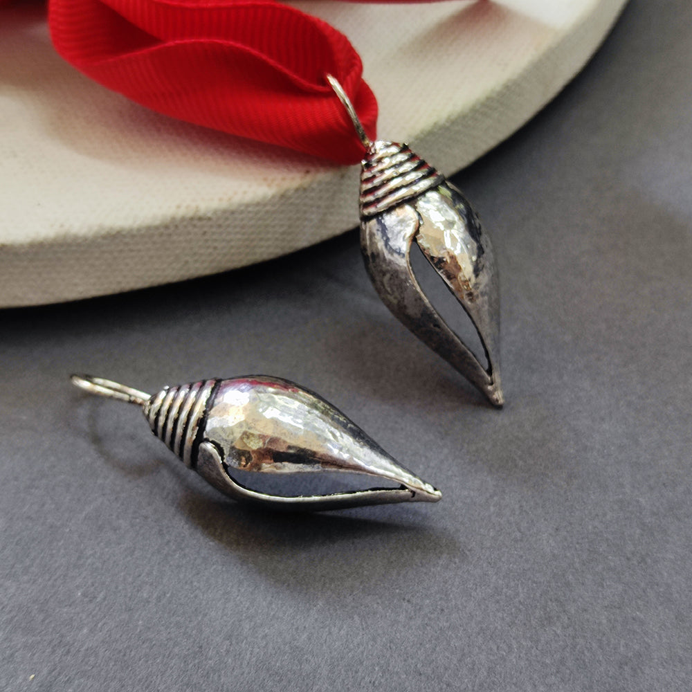 JewelMaze Oxidised Plated Shankh Shape Earrings