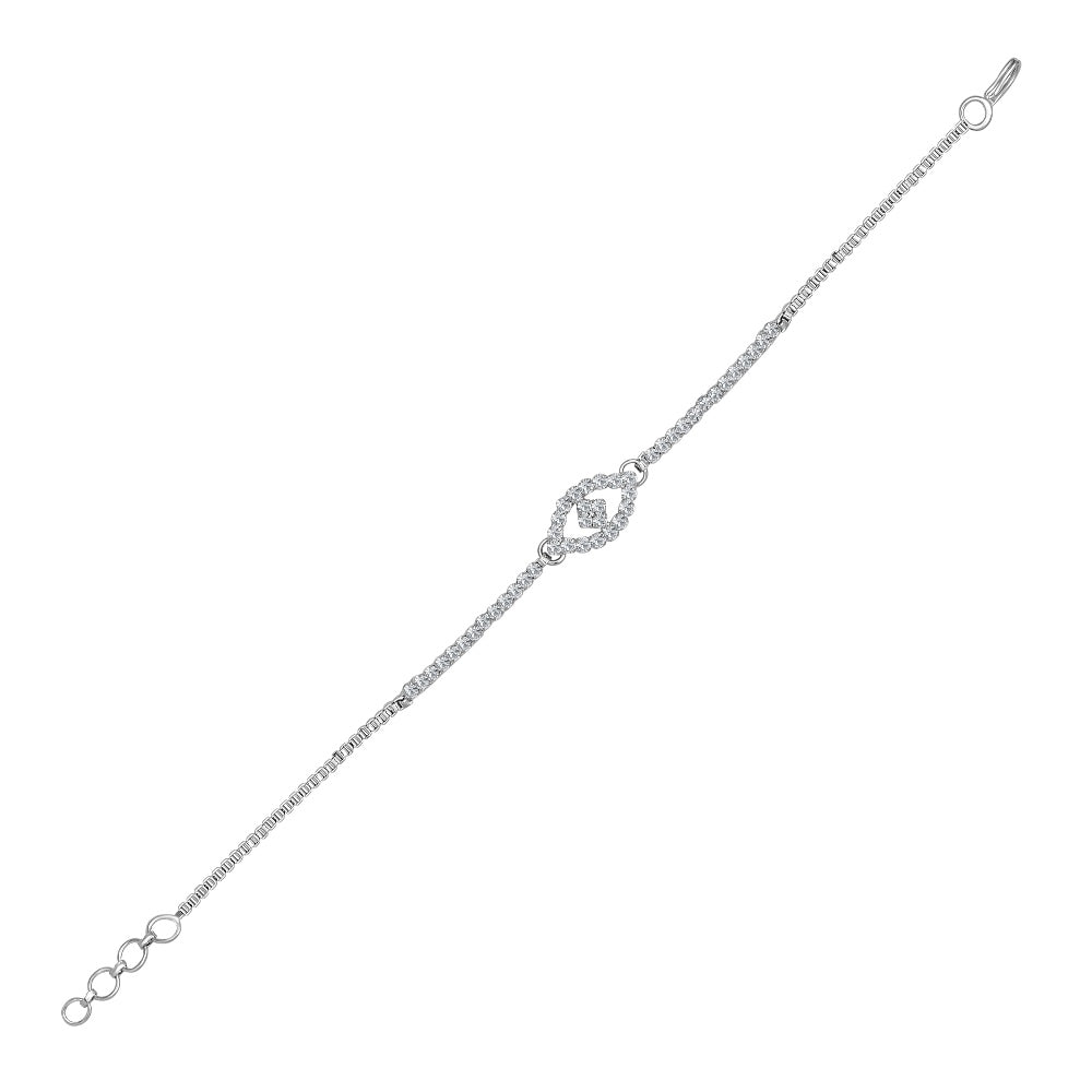 JewelMaze White Austrian Stone Necklace Set With Maang Tikka