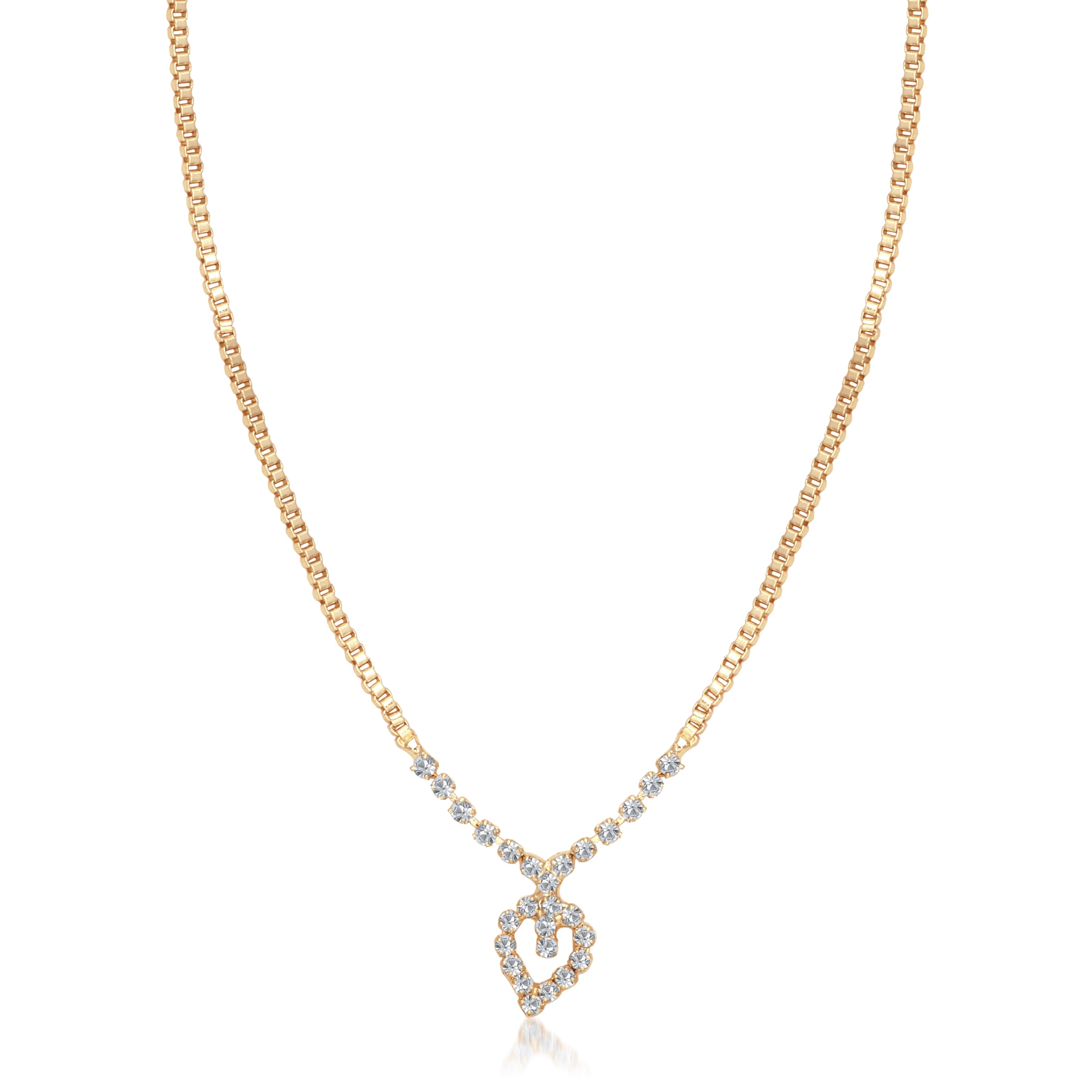 JewelMaze Austrian Stone Gold Plated Necklace Set With Bracelet