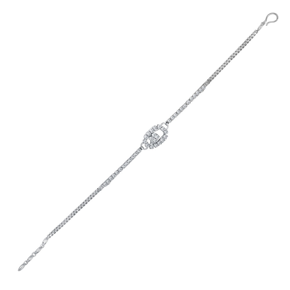 JewelMaze Silver Plated Necklace Set With Bracelet