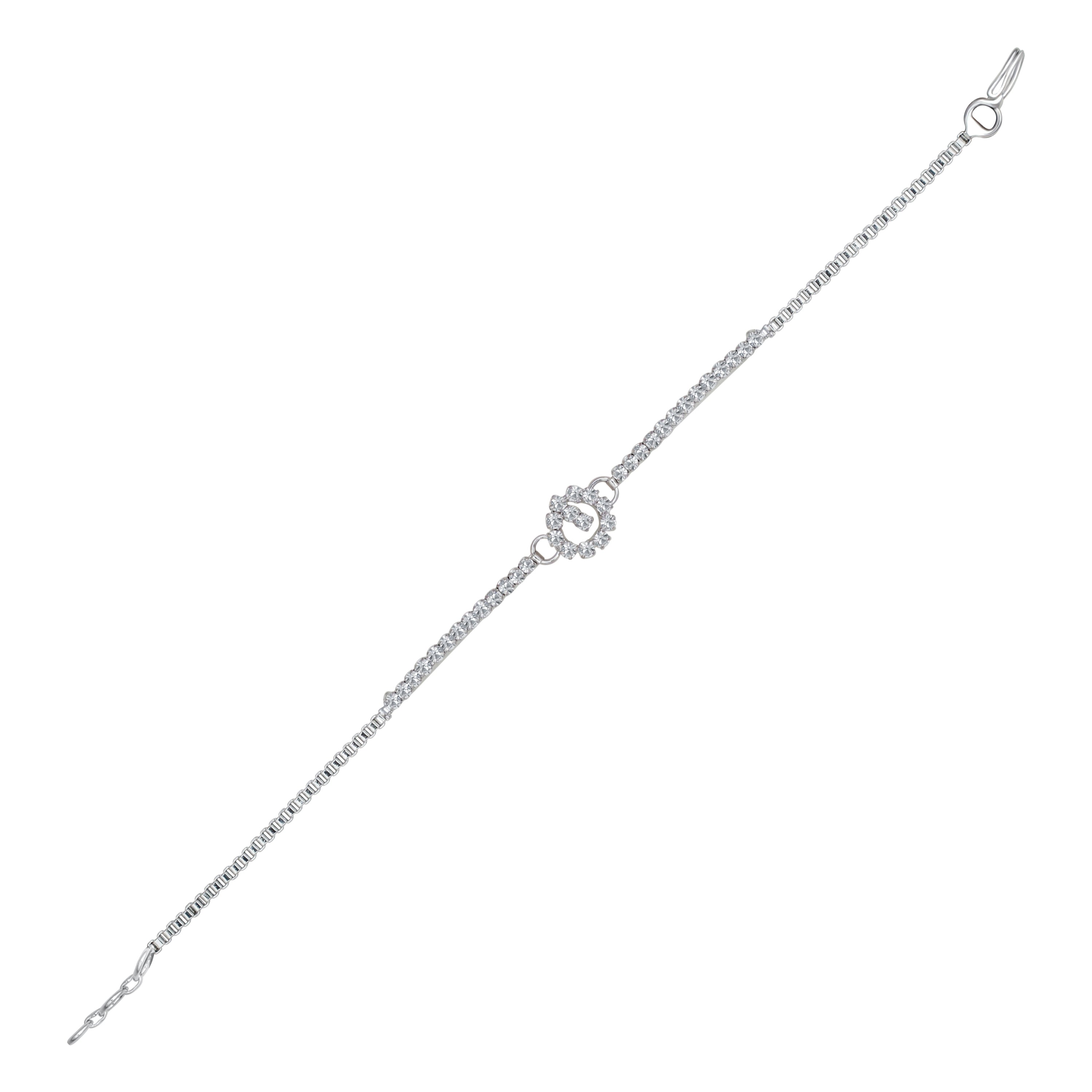 JewelMaze Austrian Stone Silver Plated Necklace Set With Bracelet