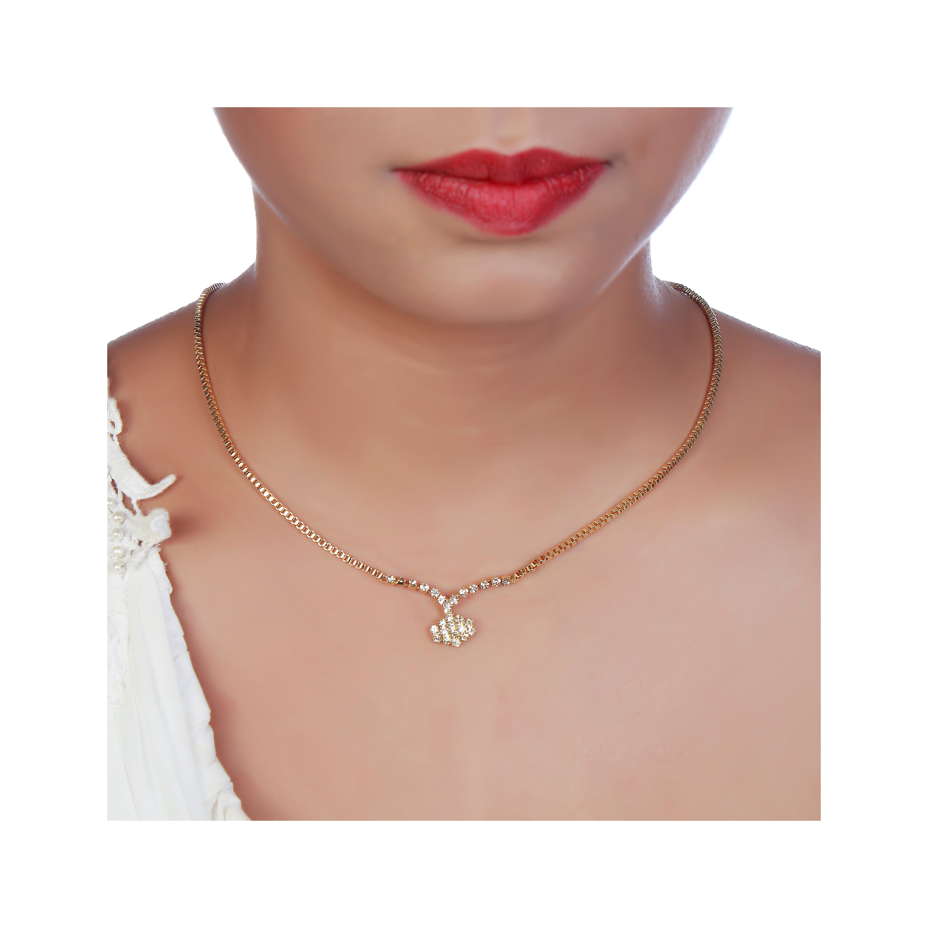 JewelMaze Gold Plated Stone Necklaces Set with Bracelet