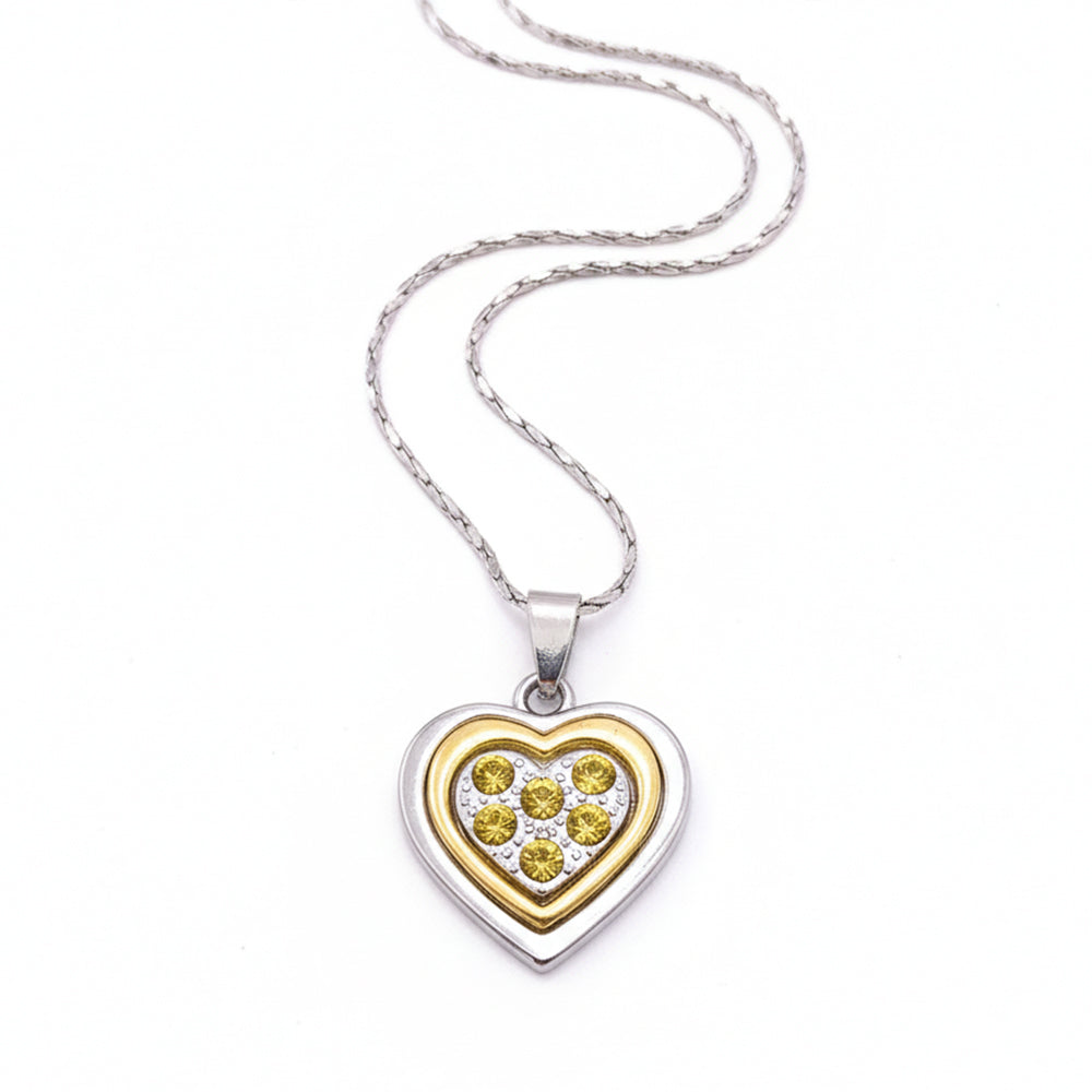 JewelMaze Heart Shape Austrian Stone Chain Pendant