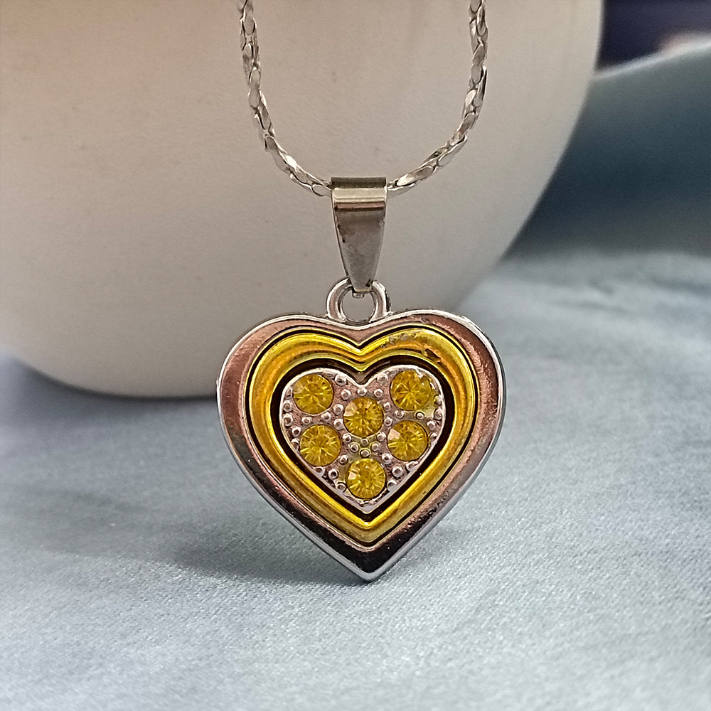 JewelMaze Heart Shape Austrian Stone Chain Pendant