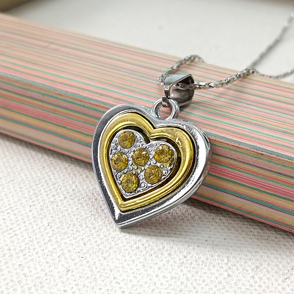JewelMaze Heart Shape Austrian Stone Chain Pendant