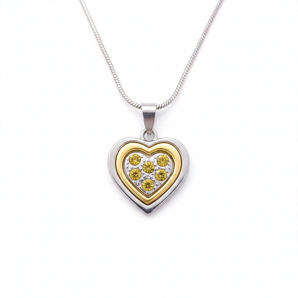 JewelMaze Heart Shape Austrian Stone Chain Pendant