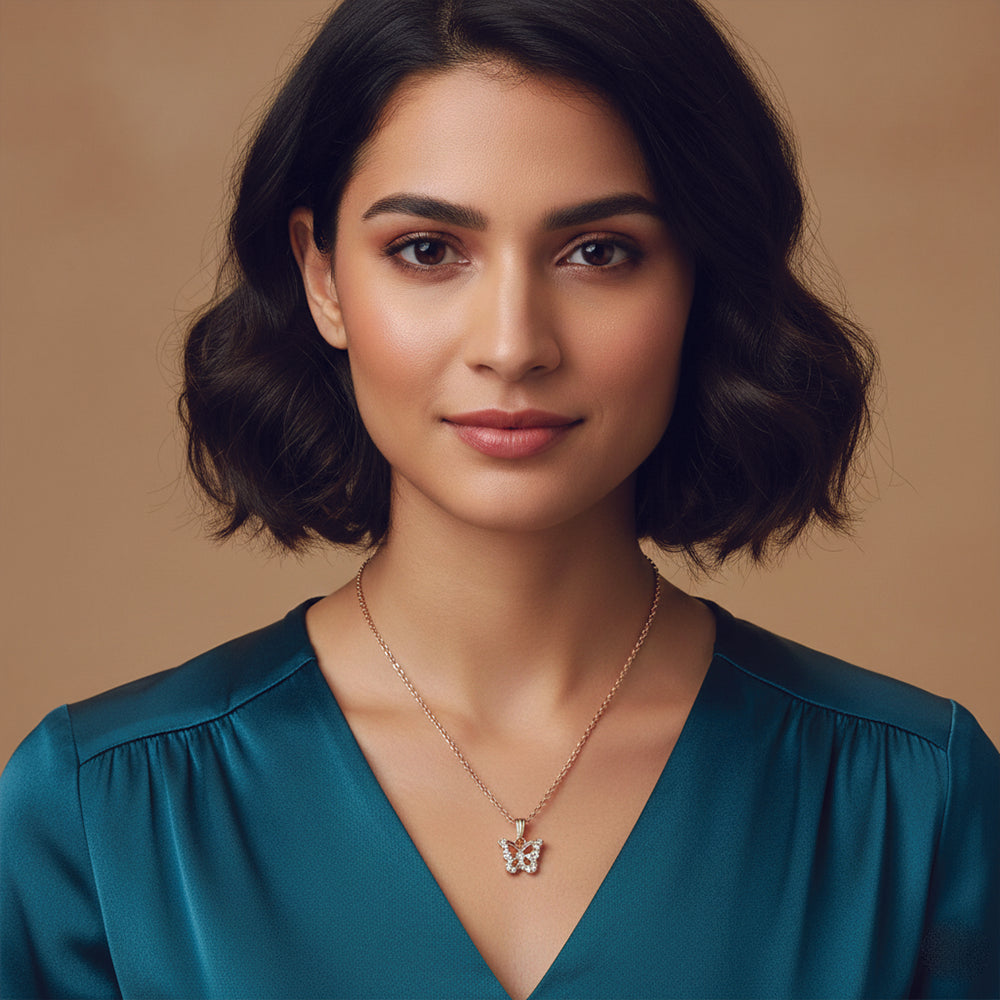 JewelMaze Delicate Butterfly Chain Pendent For Everyday wear