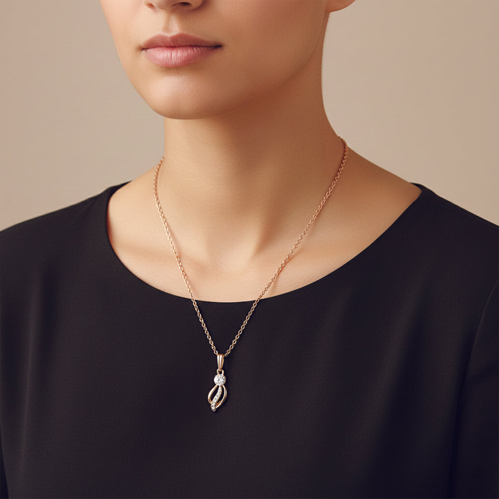 JewelMaze Delicate Twisted drop Chain Pendent For Everyday wear