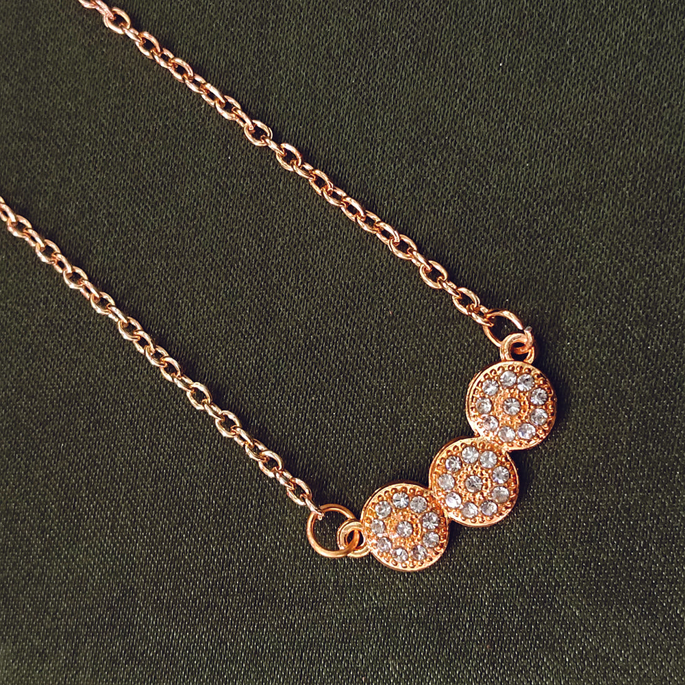 JewelMaze Rose Gold Plated Austrian Stone Chain Pendant