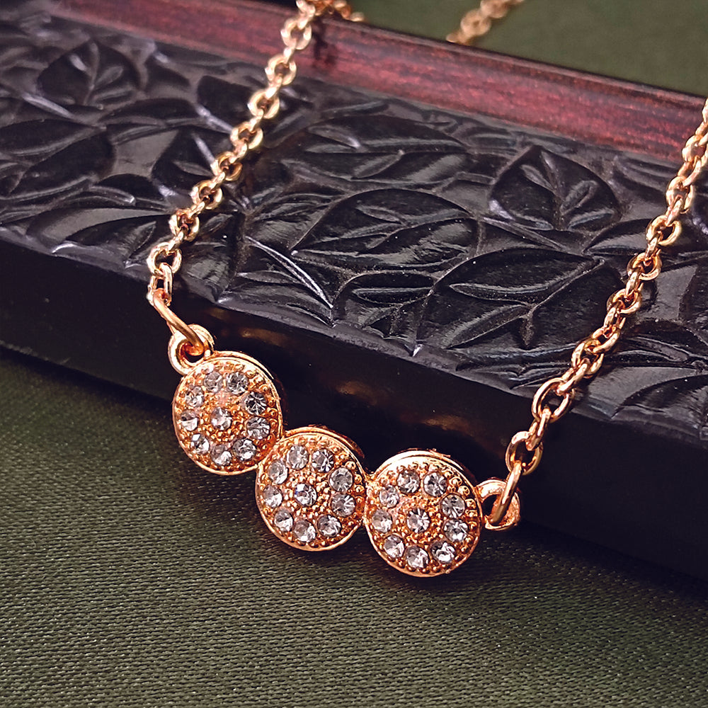 JewelMaze Rose Gold Plated Austrian Stone Chain Pendant